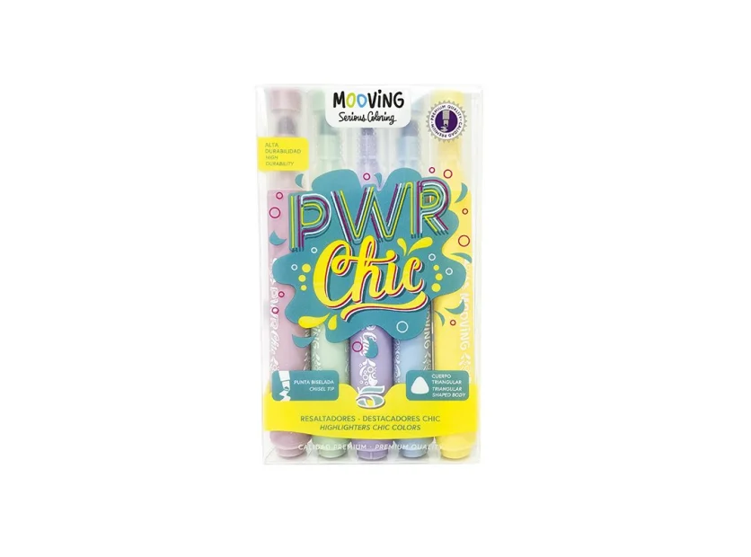 Pack 5 Marcadores Resaltador Fluo Mooving Pwr Chic