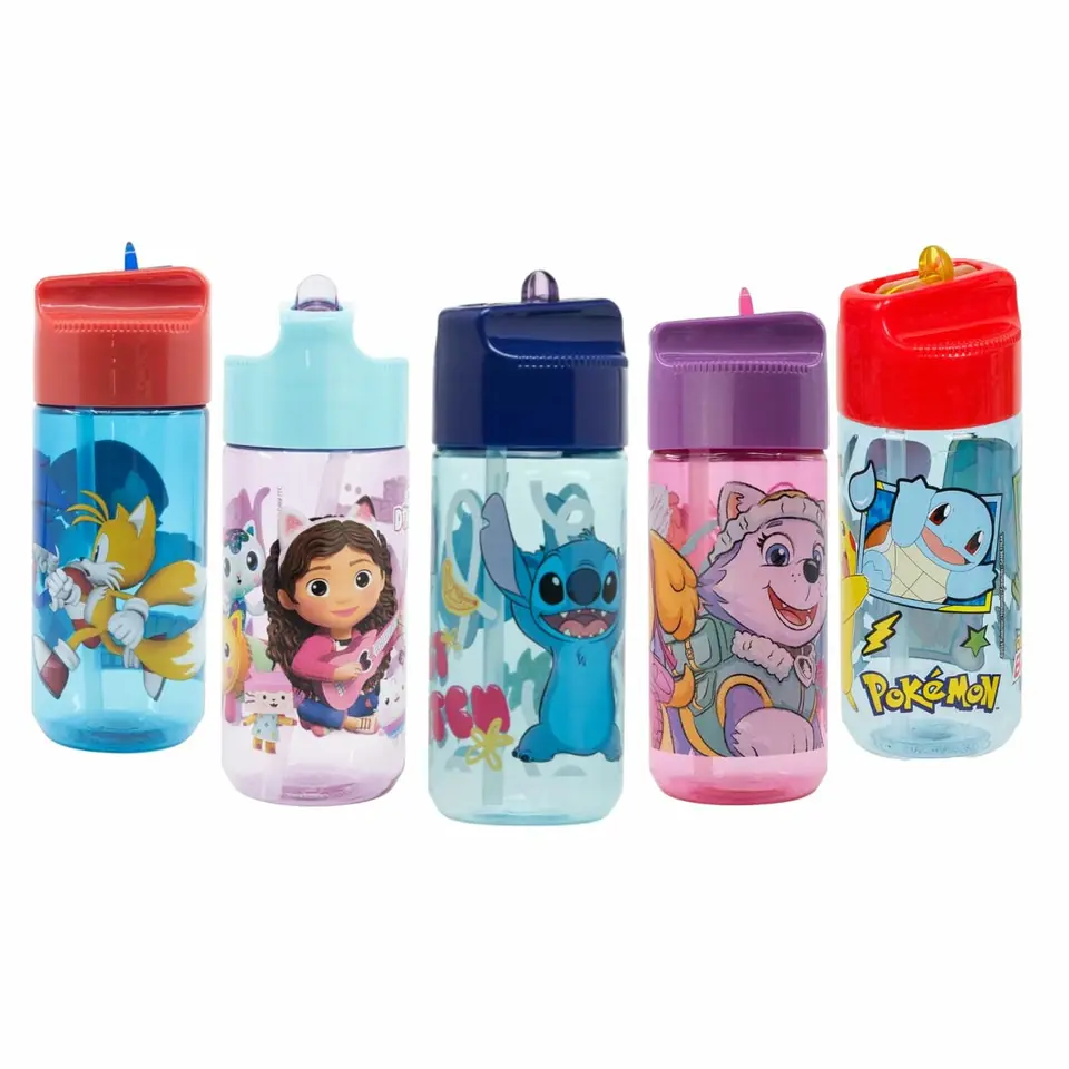 Botella Tritán 430 Ml Con Pajita Libre Bpa Varios Personajes