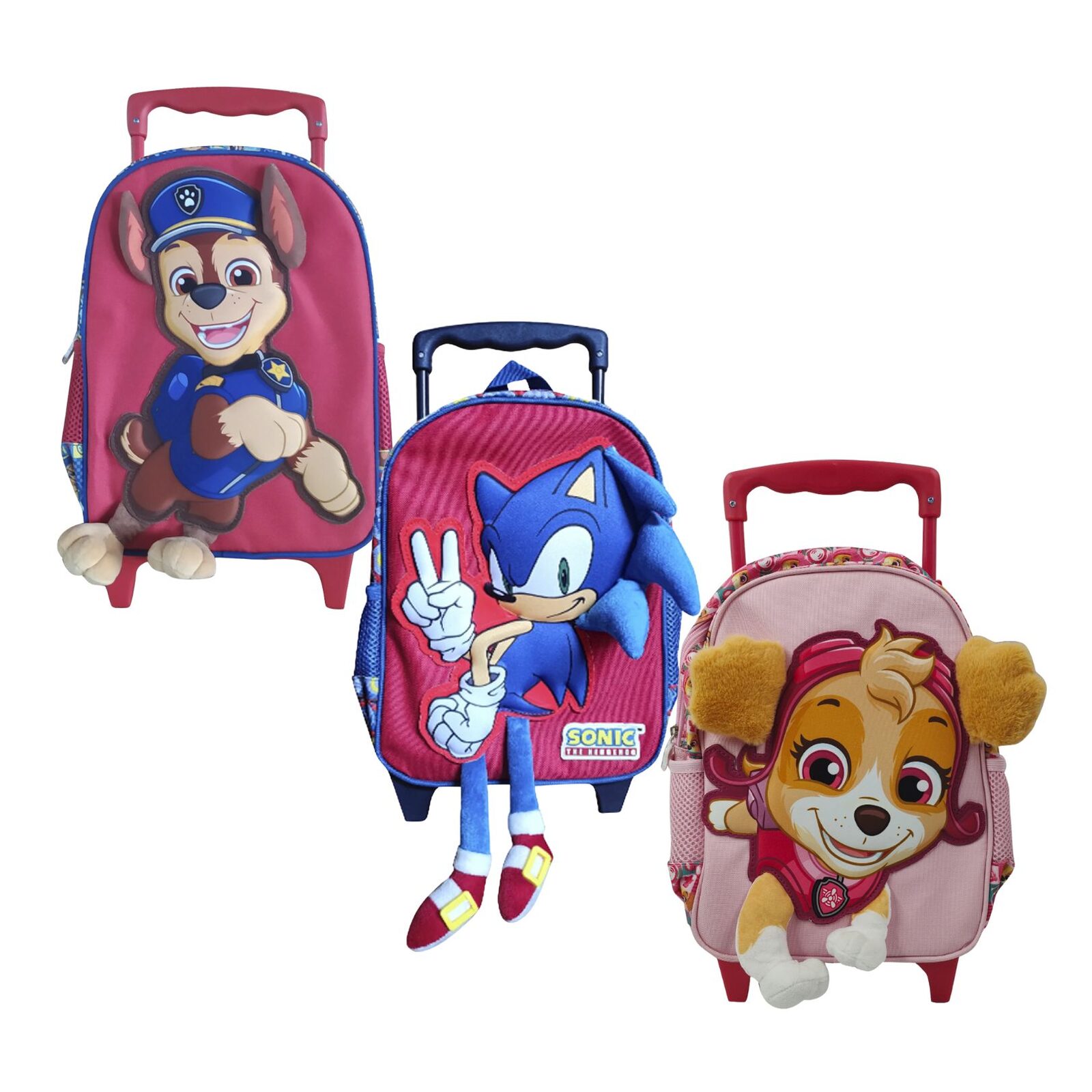 Mochila Infantil Escolar 3D C/ Patitas Carro/Ruedas 30x25x15 Cm Varios Personajes