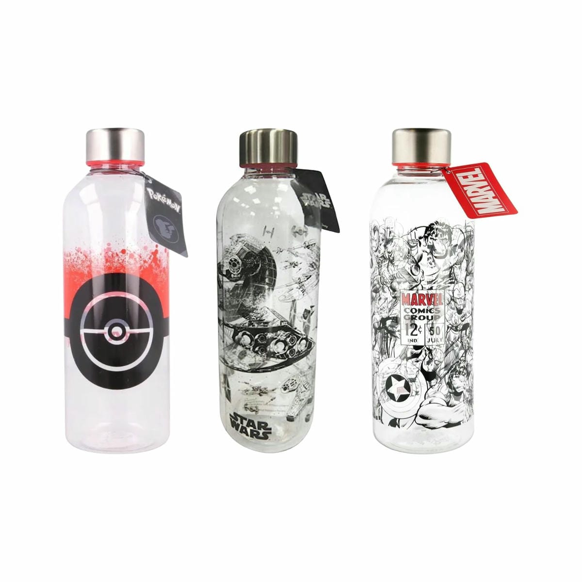 Botella Plástico 850 Ml Tapa Metal Varios Personajes