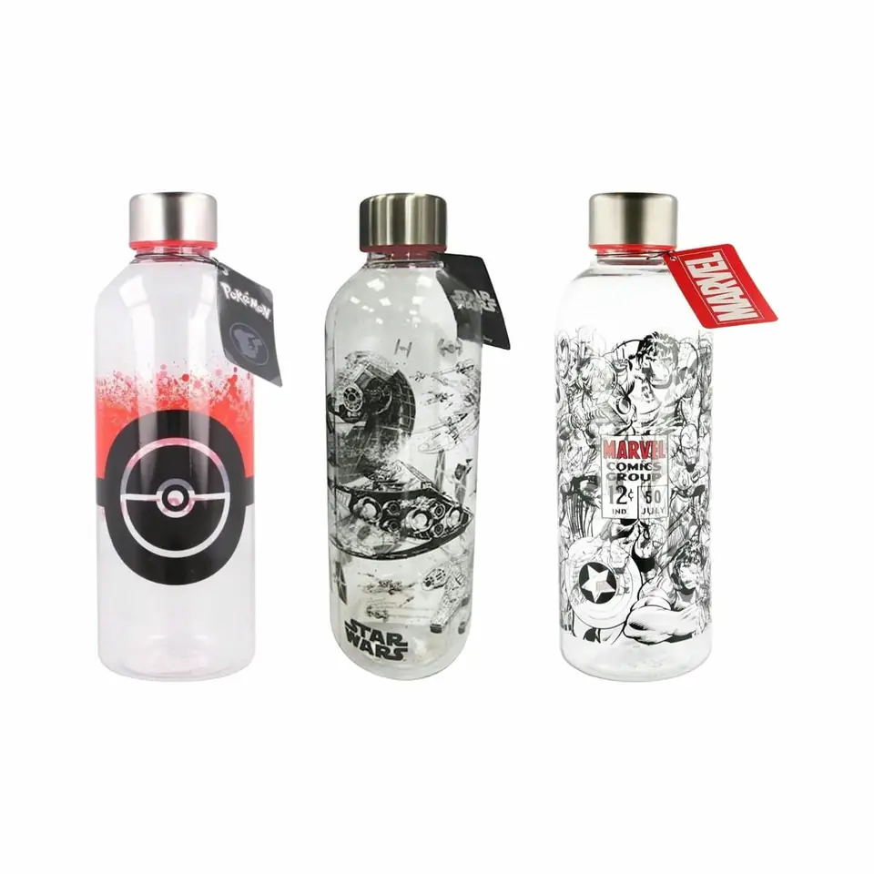 Botella Plástico 850 Ml Tapa Metal Varios Personajes
