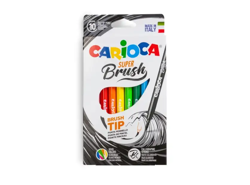 Marcadores Punta Pincel Carioca Super Brush Caja X 10 Marcadores