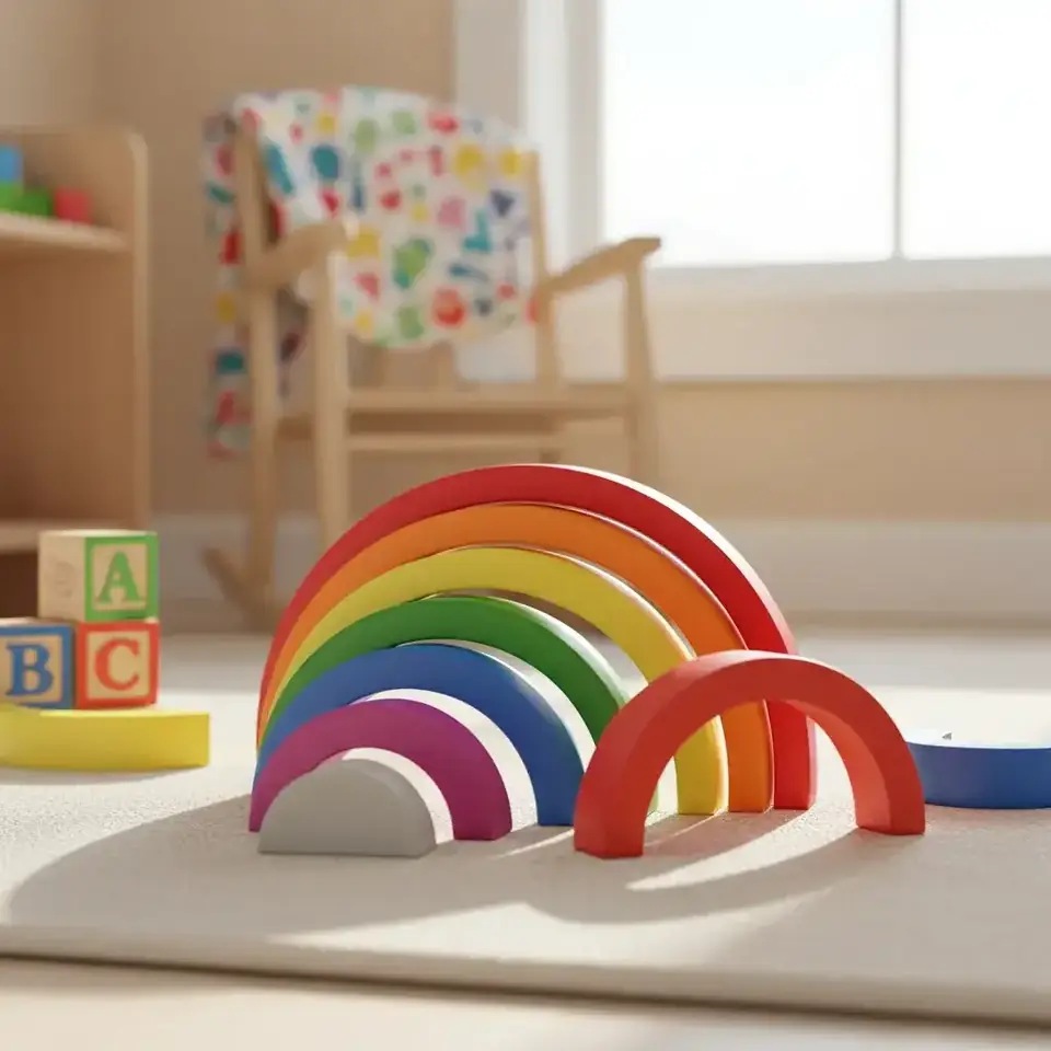 Arcoiris Apilable De Madera 7 Piezas Montessori Didáctico