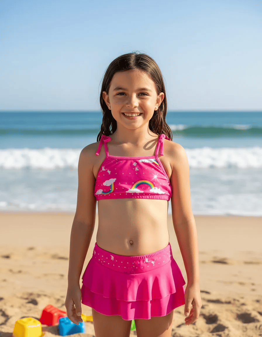 Bañador Malla Traje Baño Niña Arcoíris 2 Pzas 10 A 16 Años