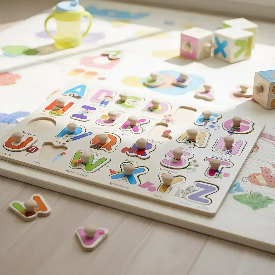 Juego Encastre Abecedario Madera Letras Montessori Juguete