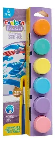 Témperas Pasteles Carioca Con Pincel Caja X 6 Colores