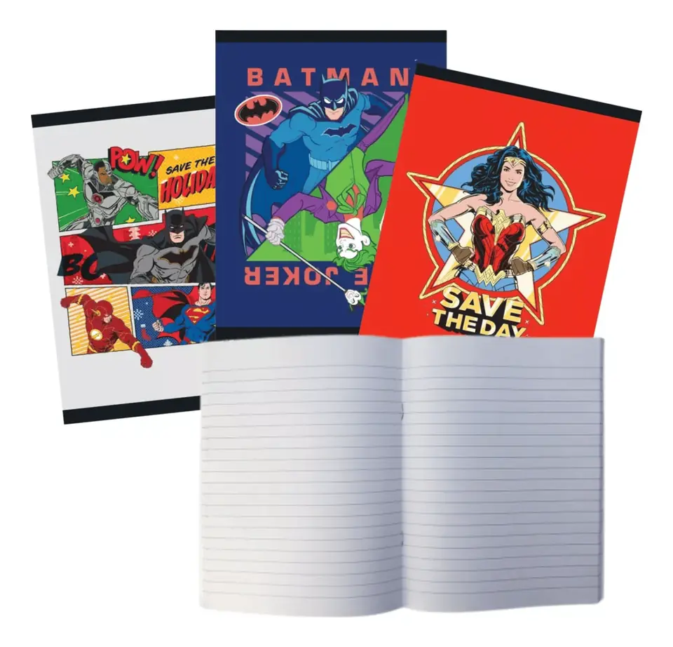 Cuaderno 48 Hojas Tapa Flex Escolar Personajes Warner Heroes Batman Superman