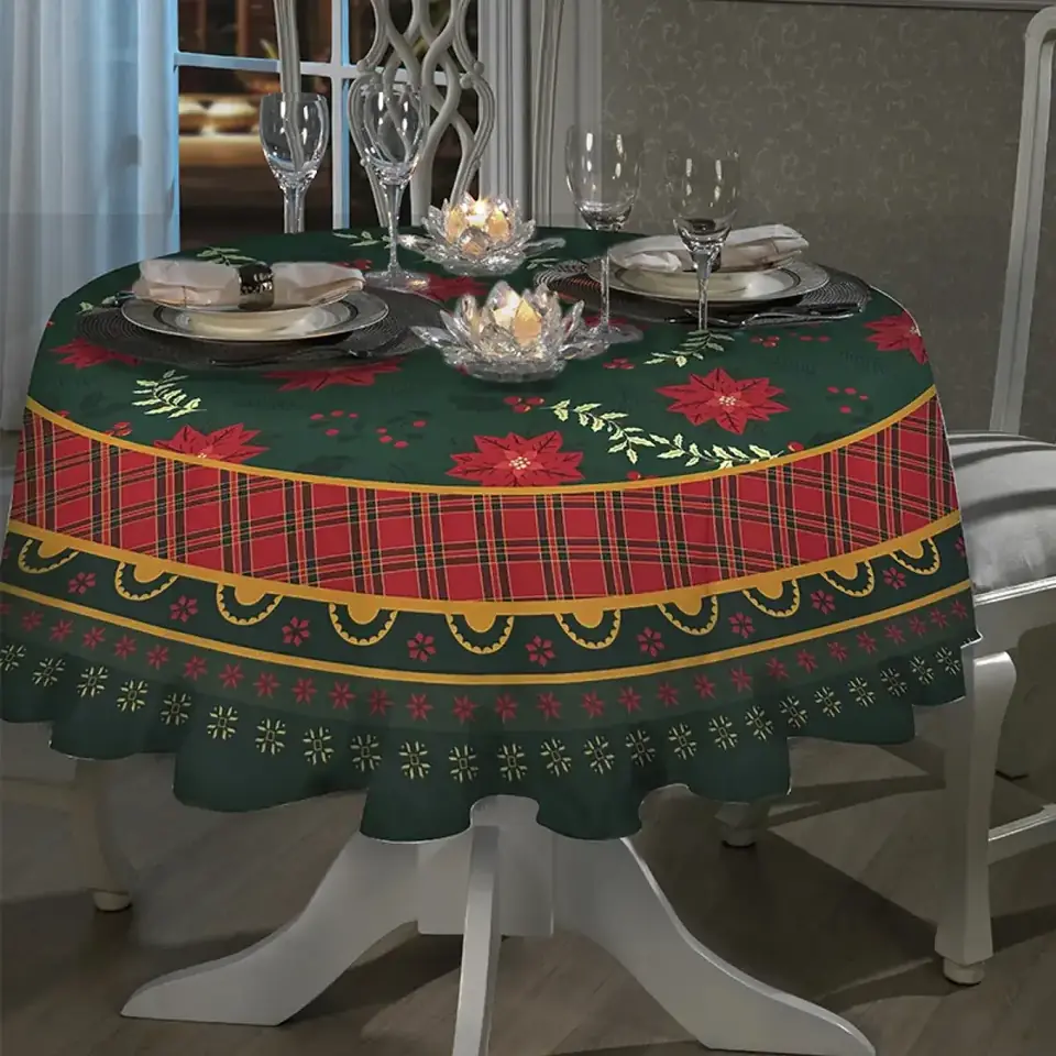 Mantel Circular 160 Cm Diámetro Navidad Año Nuevo H C