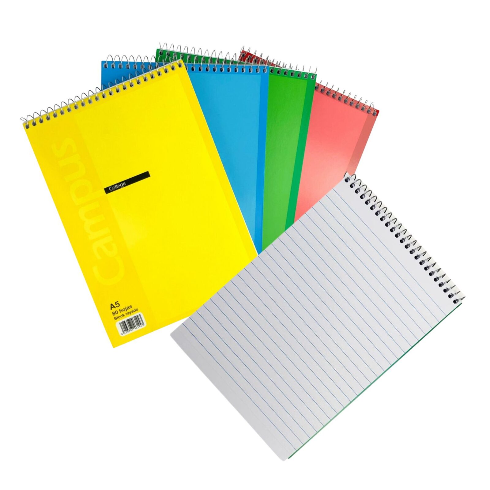 Block Campus Rayado A5 80 Hojas 14,8 X 21 Cm Escolar Tapa Flexible
