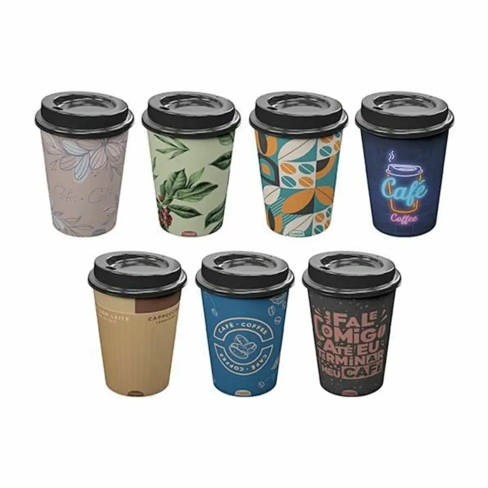 Vaso Plástico Para Café 270 ml Plasutil Diseños Surtidos