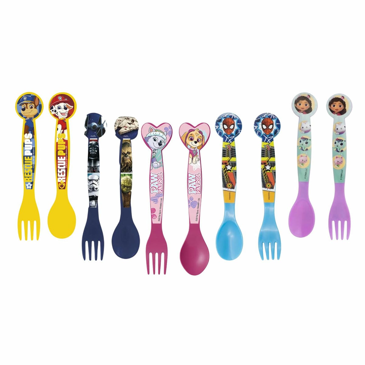 Set X 2 Cubiertos Pp Plastico Bebe Infantiles Varios Personajes