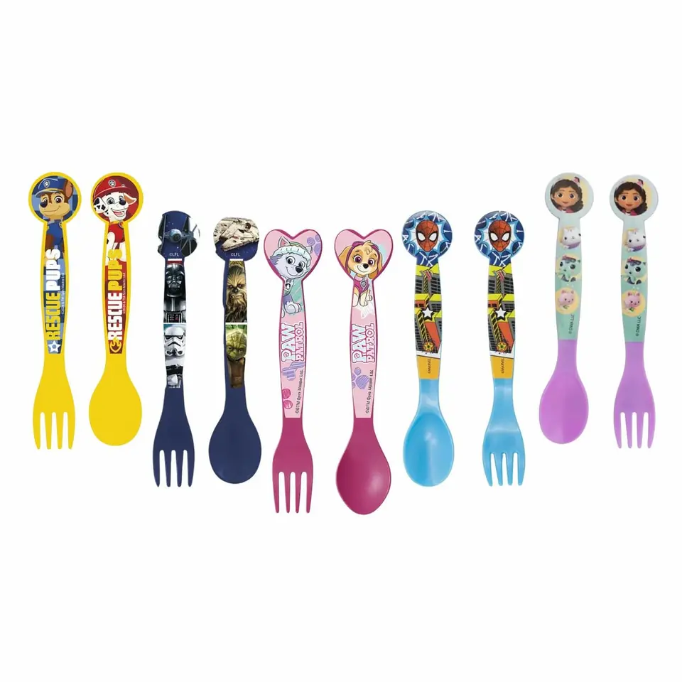 Set X 2 Cubiertos Pp Plastico Bebe Infantiles Varios Personajes