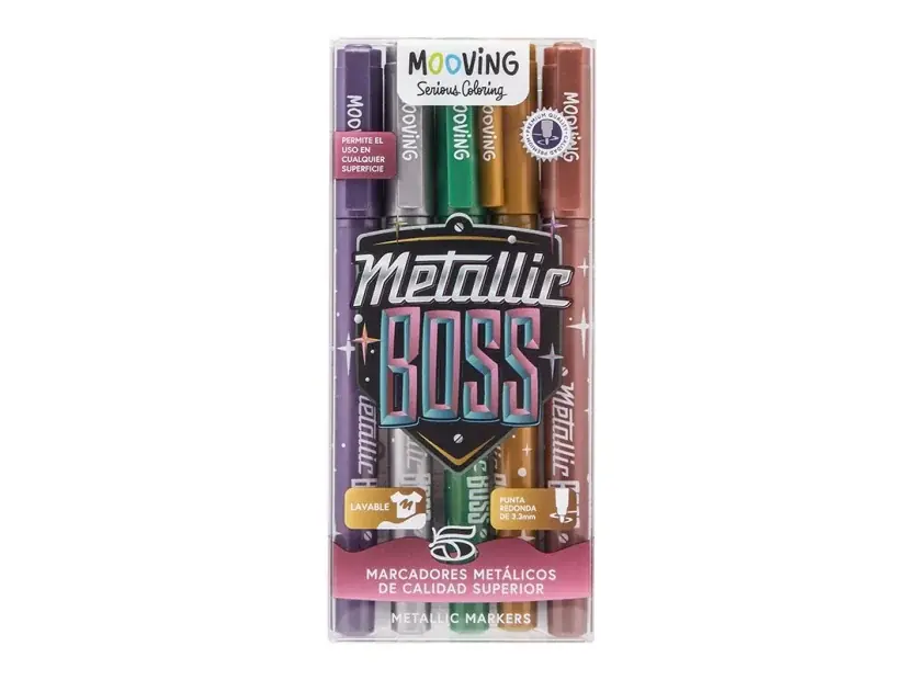 Pack 5 Marcadores Metallic Boss Mooving