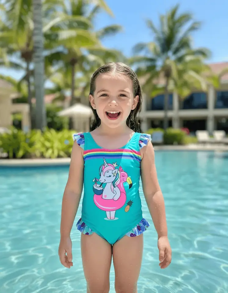 Bañador Malla Traje Baño Niña Unicornio Entera Enterizo 2-8