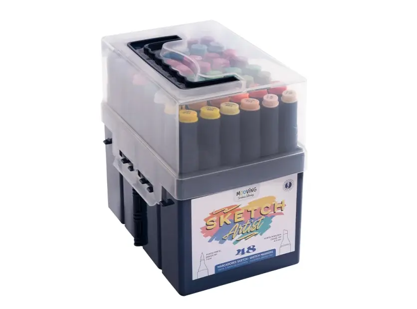 Pack 48 Marcadores Sketch Artist Doble Punta Mooving Escolar