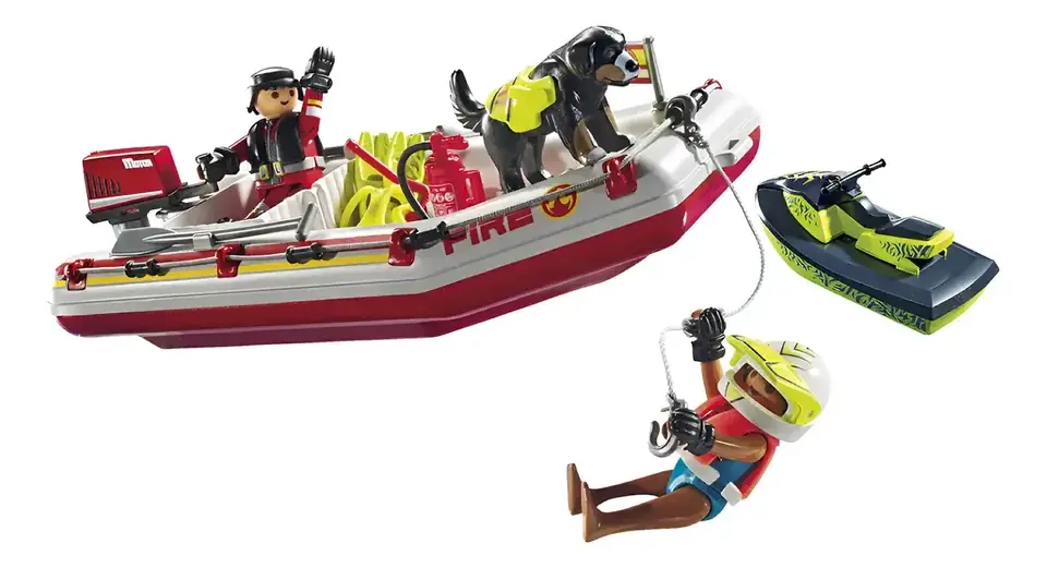 Juguete Lancha Y Moto De Bombero Playmobil 52 Pzs