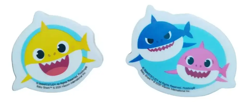 Set X 2 Gomas De Borrar Baby Shark Original Escolar