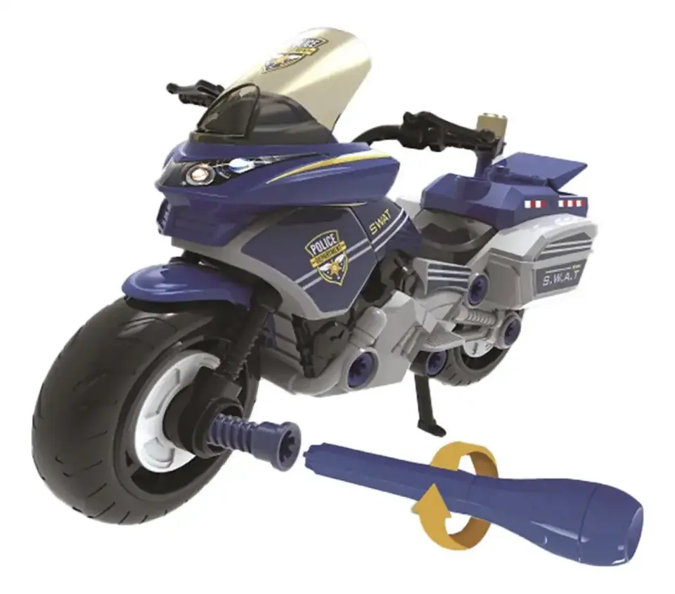Moto Policía Armable 48 Piezas Herramientas Juguete