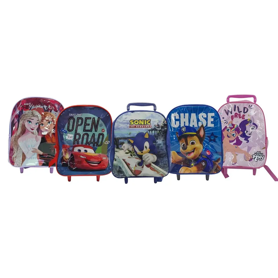 Mochila Plastico Escolar Con Carro 30x24x20 Varios Personajes