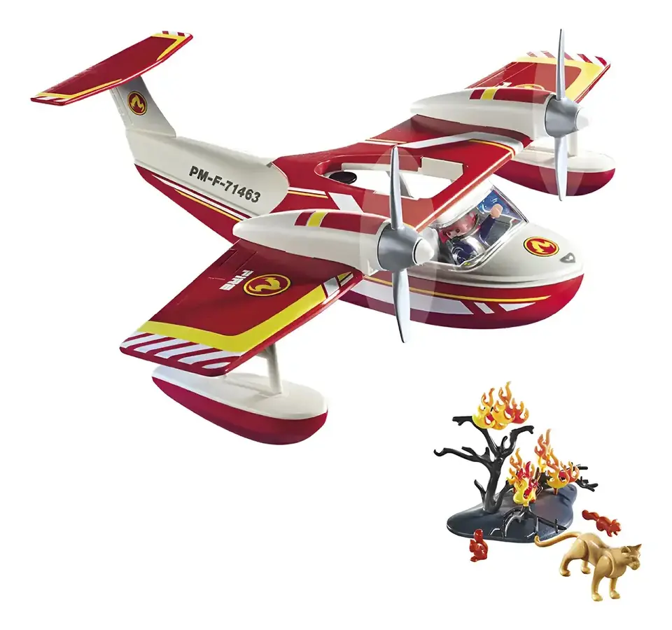 Hidroavión De Bomberos Playmobil 34 Pzs Con Figuras Juguete