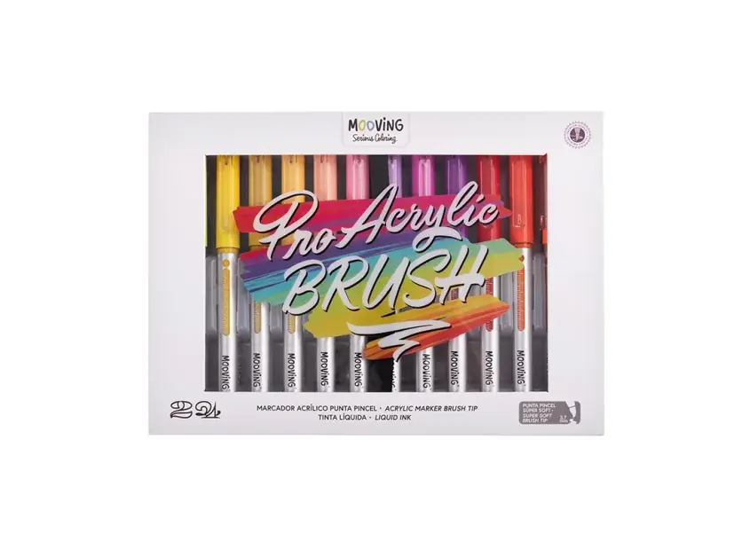 Pack 24 marcadores Acrilicos Pro Acrylic Brush Mooving