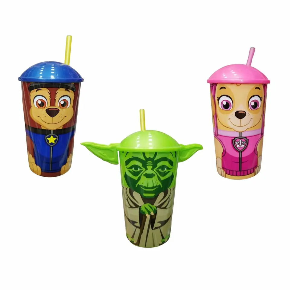 Vaso 3d 400 Ml Con Sorbete Varios Personajes