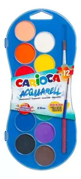 Acuarelas Carioca Con Pincel Y Estuche X 12 Colores