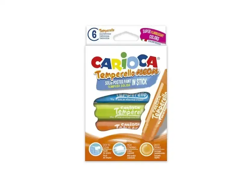 Témperas Carioca Temperello Caja x 6 colores neón
