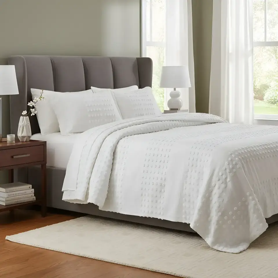 Cubrecama Colcha Nordico Con Pompón Richmond King 240x260 Cm