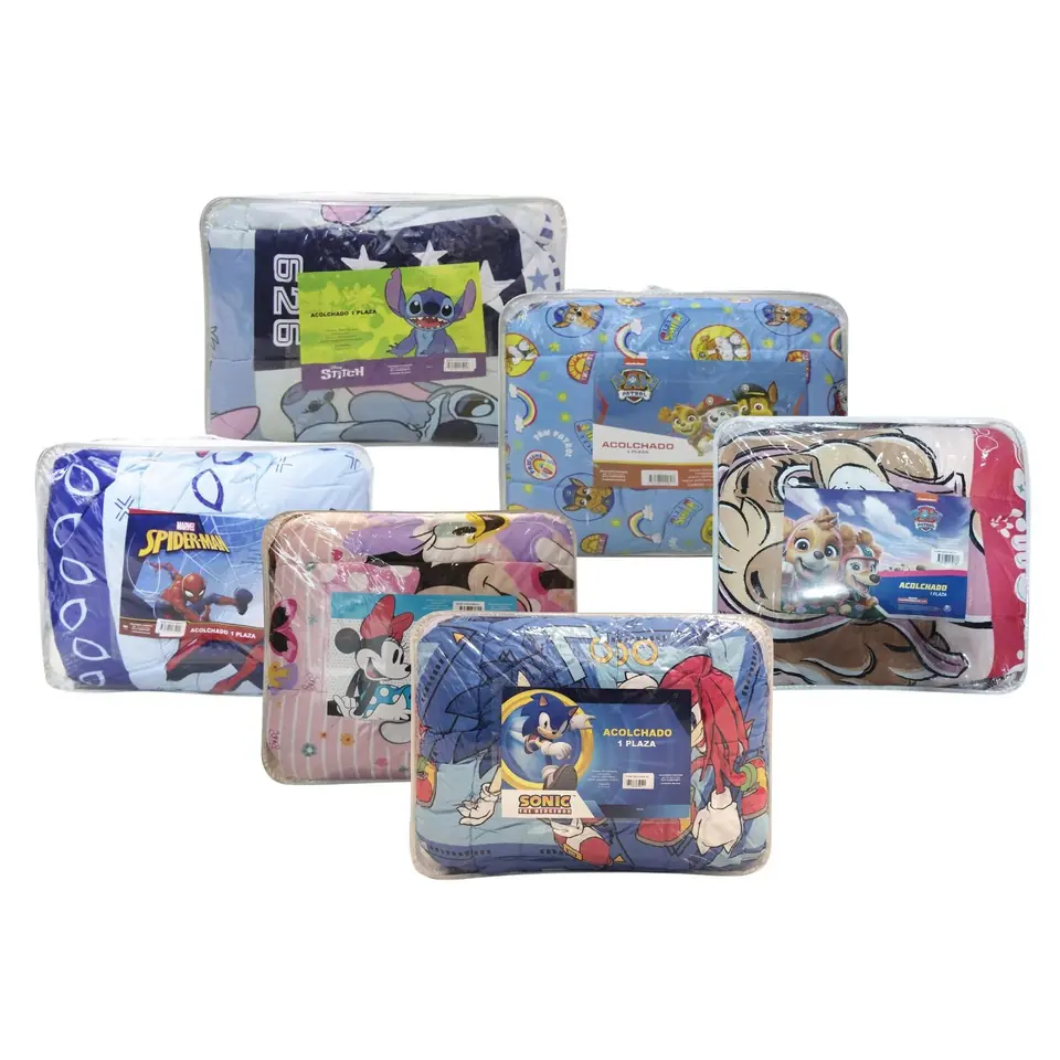 Acolchado 1 Plaza 150x220 Infantil Licenciado Varios Personajes
