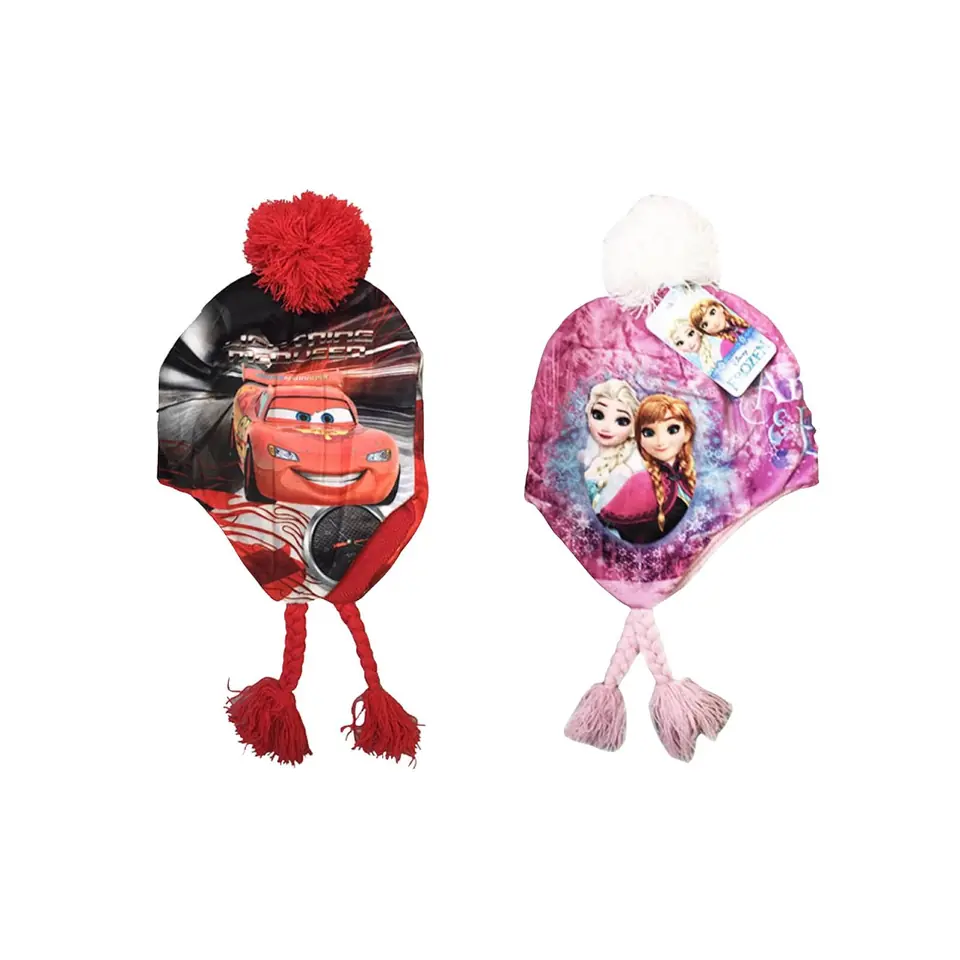 Gorro Infantil Invierno Con Pompón Y Orejera Varios Personajes