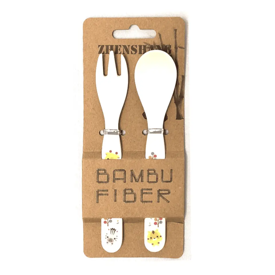 Pack 2 Cubiertos Cuchara Y Tenedor Bebe Bambu Surtido