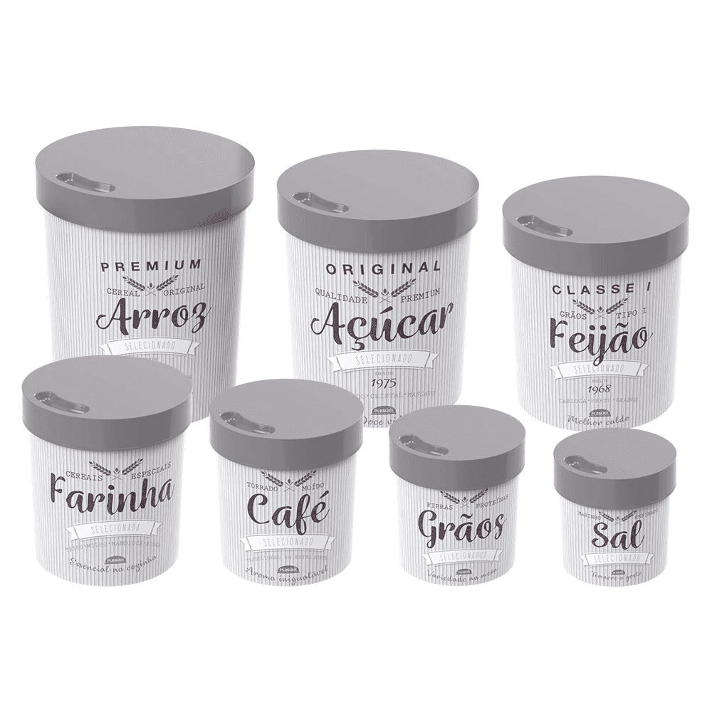 Pack 7 Pote Recipientes Organizadores Tarro Frasco Alimentos