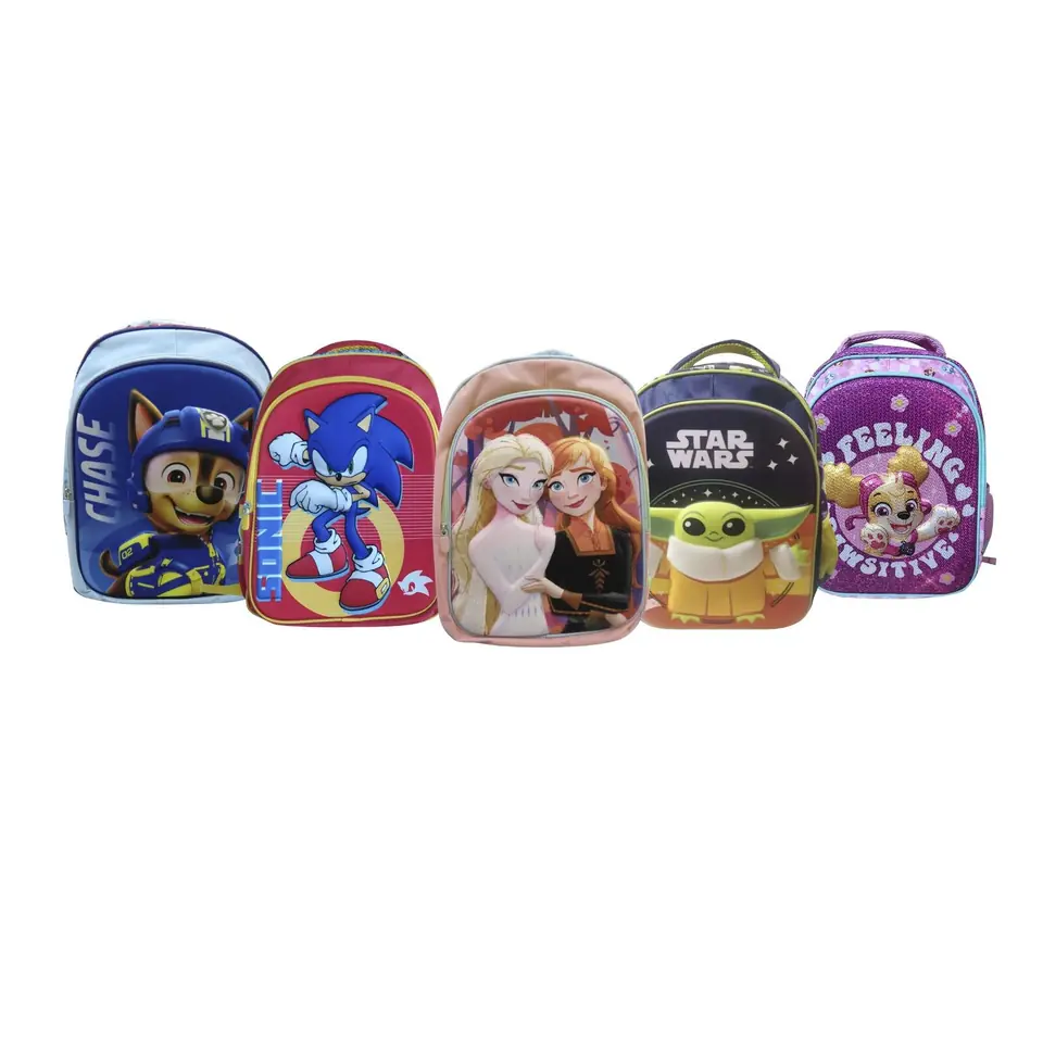 Mochila Infantil Escolar Tafeta 3D 40x30x11 Cm Varios Personajes