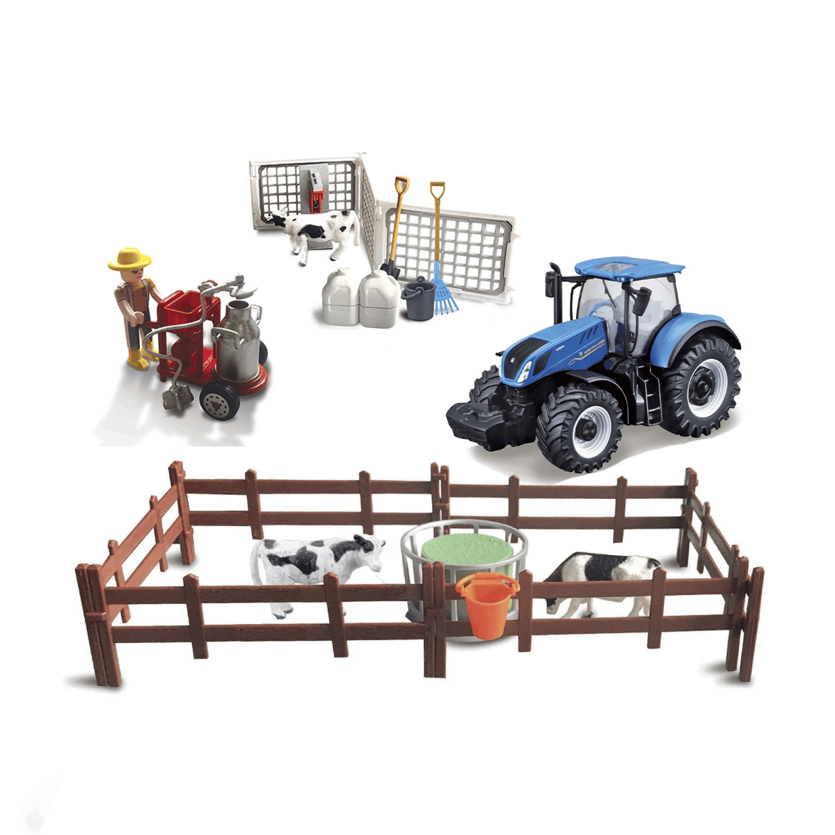 Bburago Juego de Granja Vacuno con Tractor Fendt FarmLand