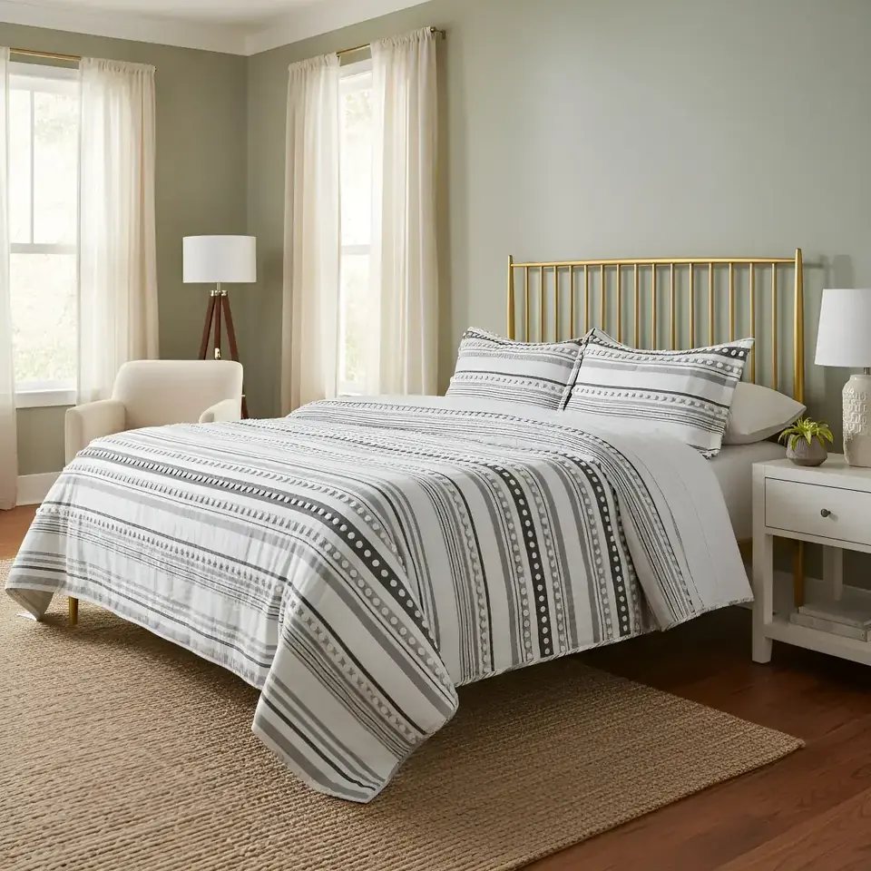Cubrecama Colcha Nordico Pompón Richmond 1 Plaza 240x150 Cm