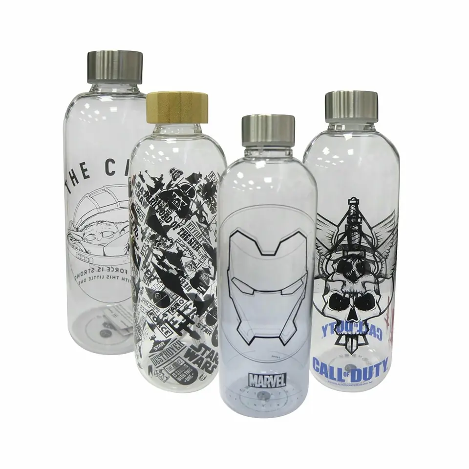 Botella Vidrio Tapa Metal 1030 Ml Varios Personajes