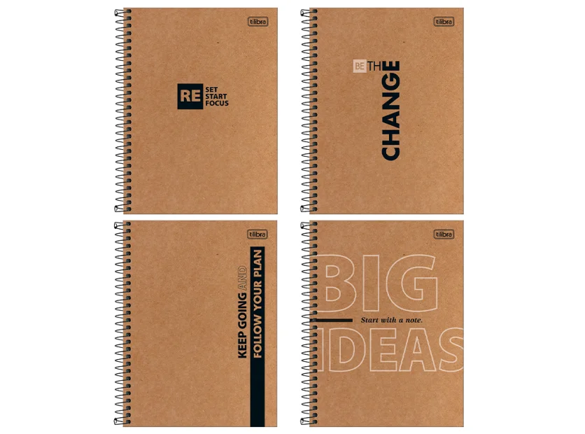 Cuaderno y Cuadernola Tilibra Tapa Dura Kraftwork Espiral 80 Hojas Rayado