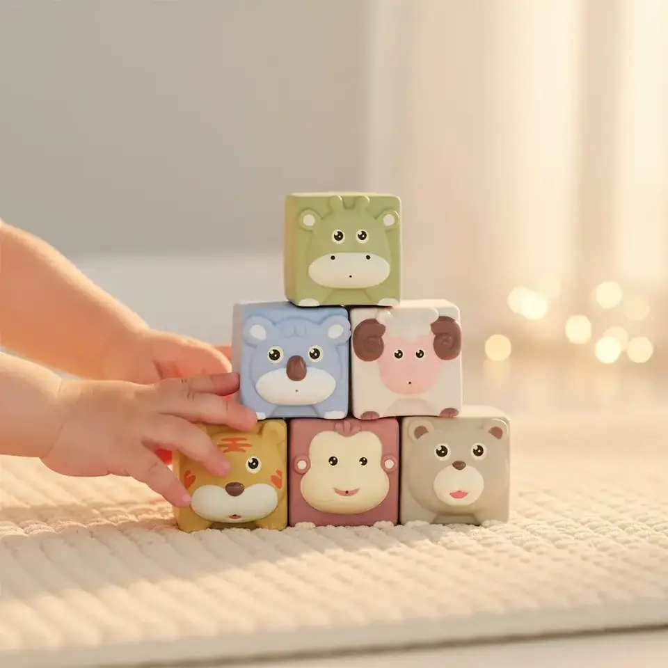 Bloques PVC Animales 6 Piezas Juguete Niños + 6 Meses