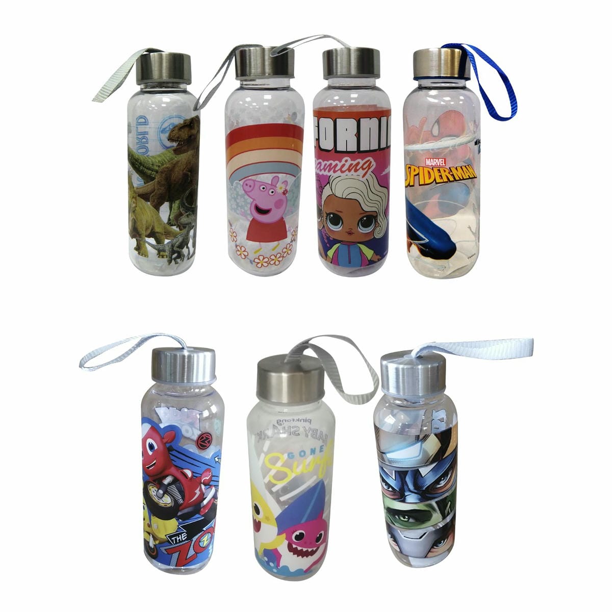 Botella De Plástico Con Tapa De Metal 350 Ml Varios Personajes