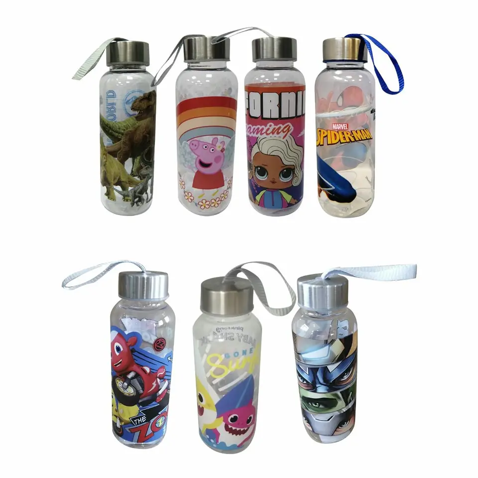 Botella De Plástico Con Tapa De Metal 350 Ml Varios Personajes