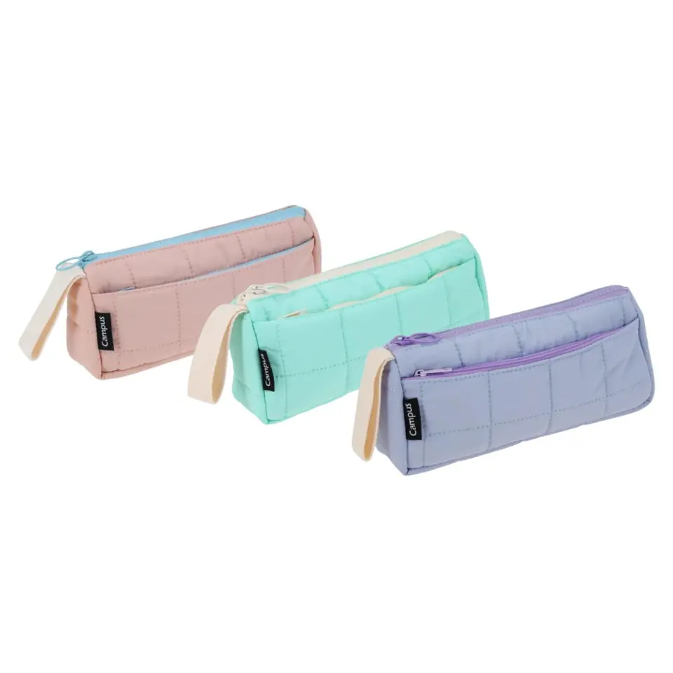 Cartuchera Campus rectangular dos cierres con asa Puff