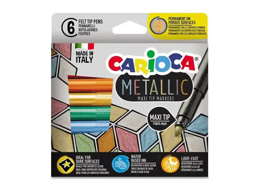 Marcadores Gruesos Carioca Metallic Caja X 6 Unidades