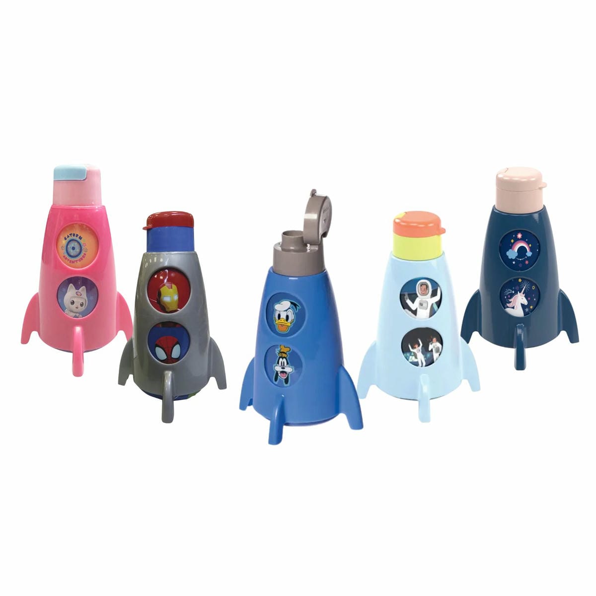 Botella Con Forma De Cohete 320ml Plástico Varios Personajes