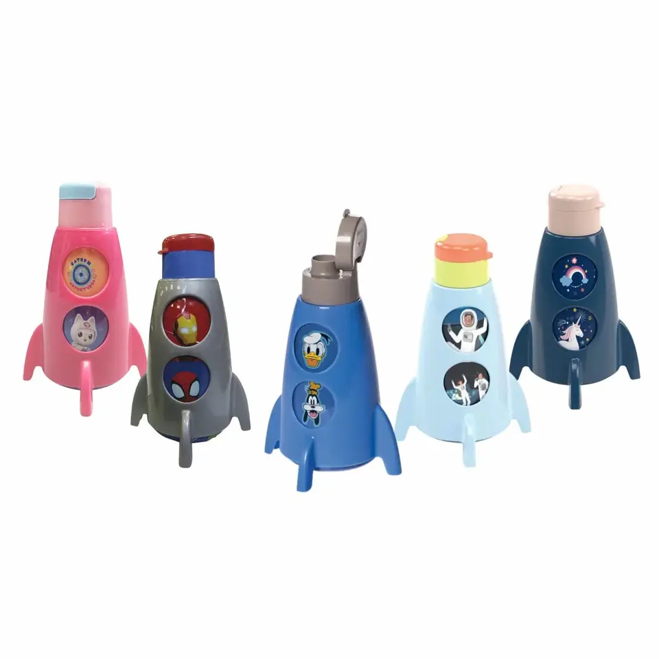 Botella Con Forma De Cohete 320ml Plástico Varios Personajes