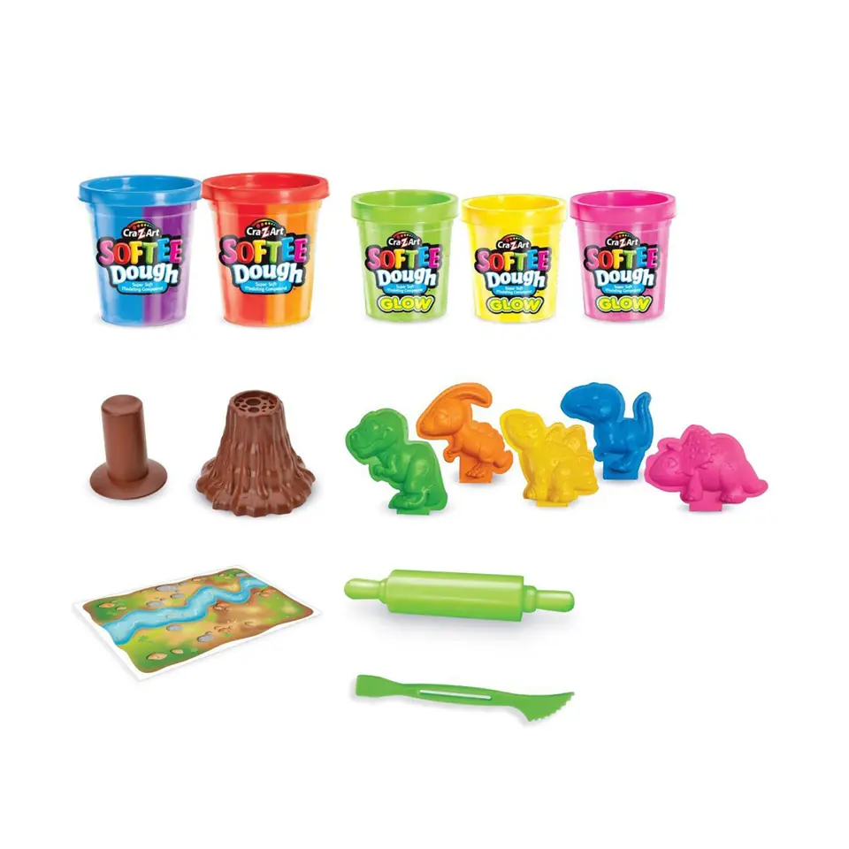 Kit Masas de Dinosaurios para Modelar Neón Softee Dough Lexibook