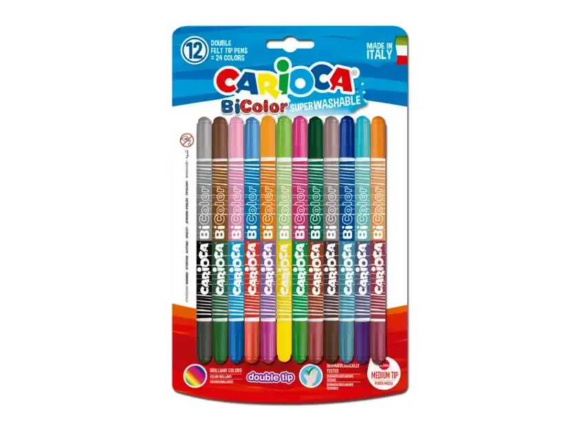 Marcadores Finos Carioca Bi-color Blister X 12 Marcadores