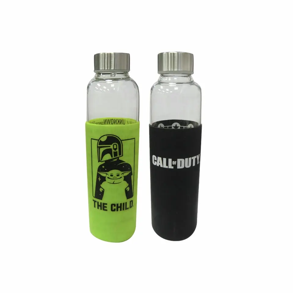 Botella Vidrio Silicona 585ml Varios Personajes