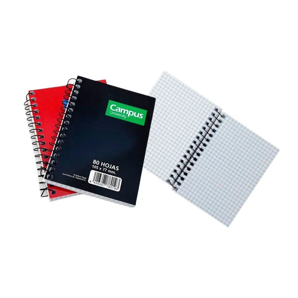 Libreta Campus 80 Hojas Cuadriculada Tapa Flexible 10,5 x 15,5 cm Espiral Escolar