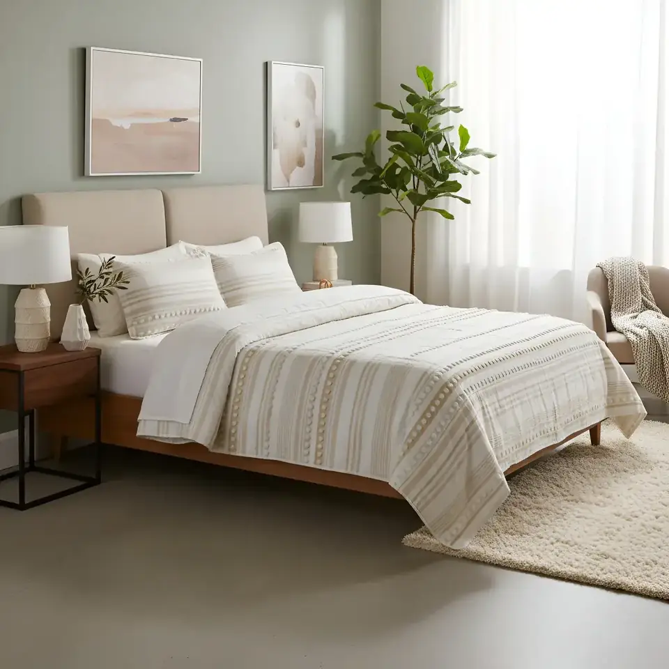 Cubrecama Colcha Nordico Pompón 2 Plazas Richmond 240x220